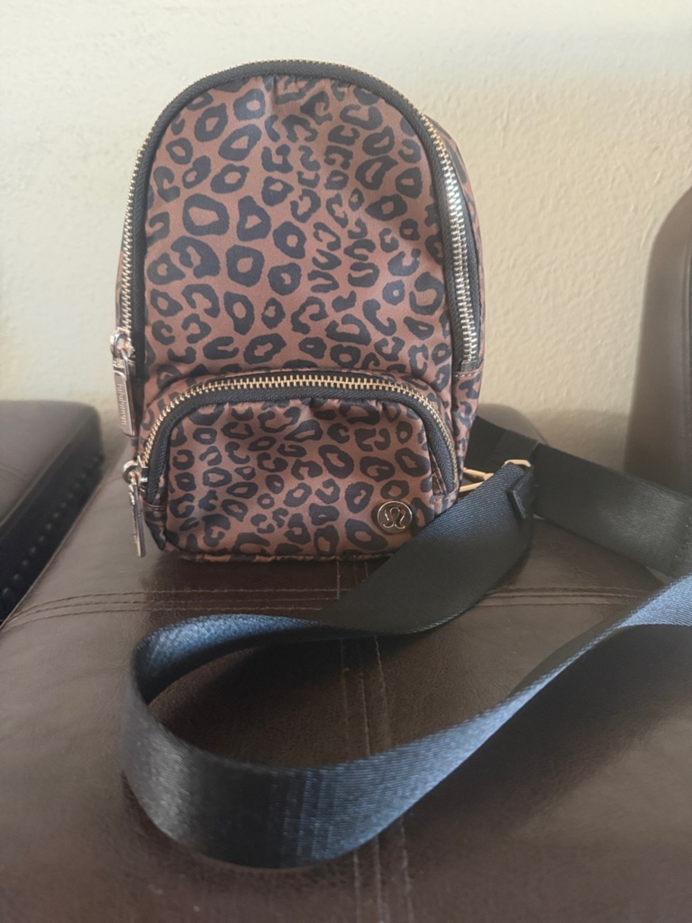 lululemon athletica Leopard Print Mini backpack Bag - Brown & Black